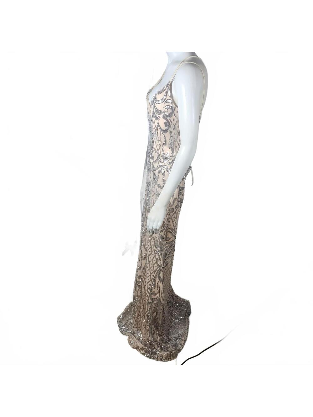 Windsor Ginger Embellished Sequin Long Evening Dress with Lace-Up Back - Picture 5 of 8